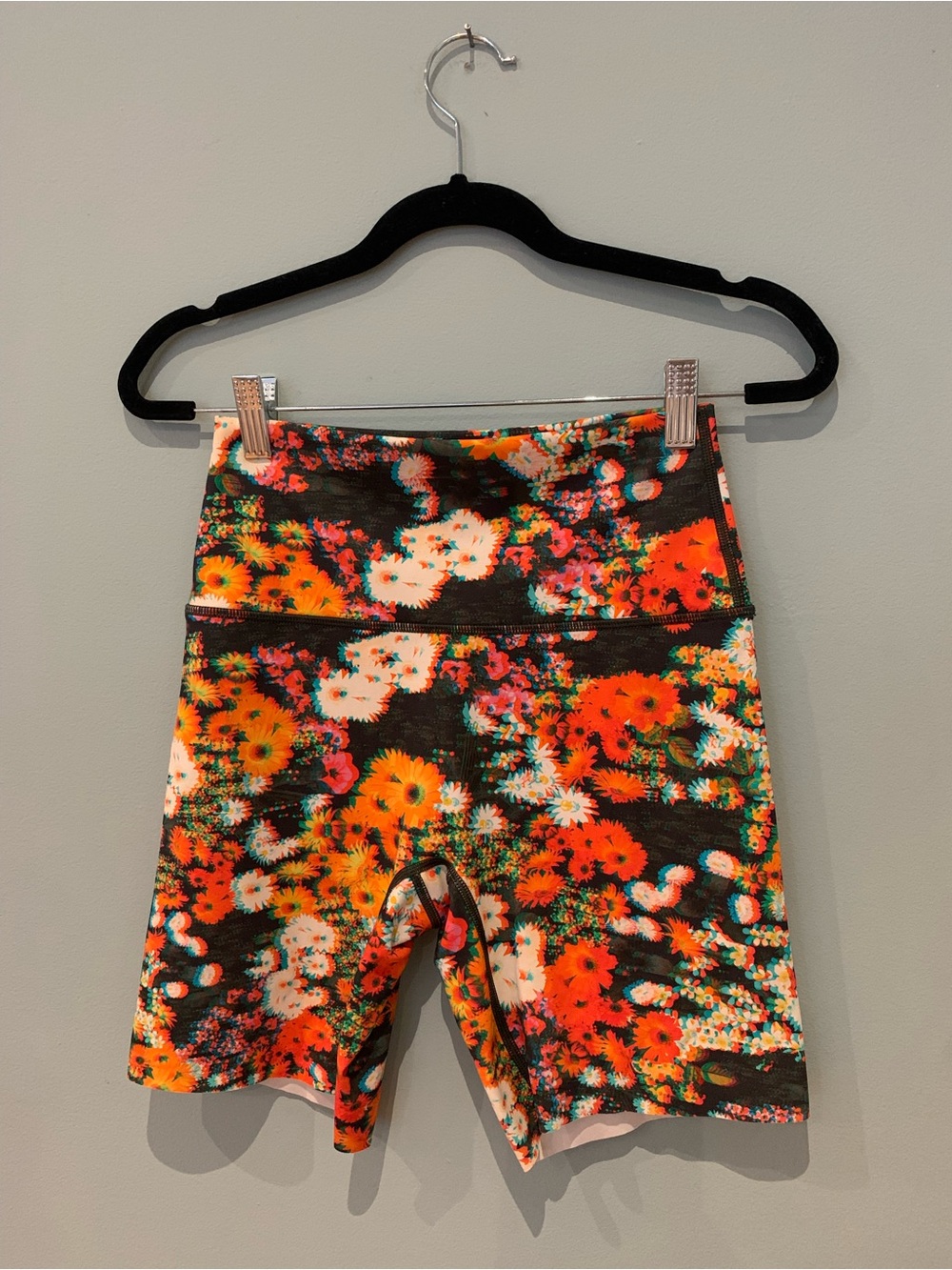 aerie Floral High-Rise Bike Shorts - Orange, White, Green